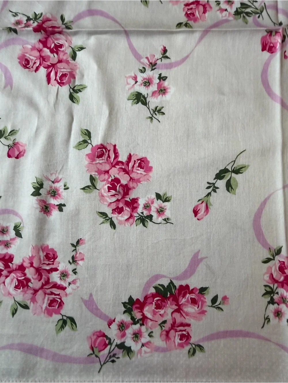 Pierre Balmain Luxury French Fashion House Scarf pink rose & ribbon floral print